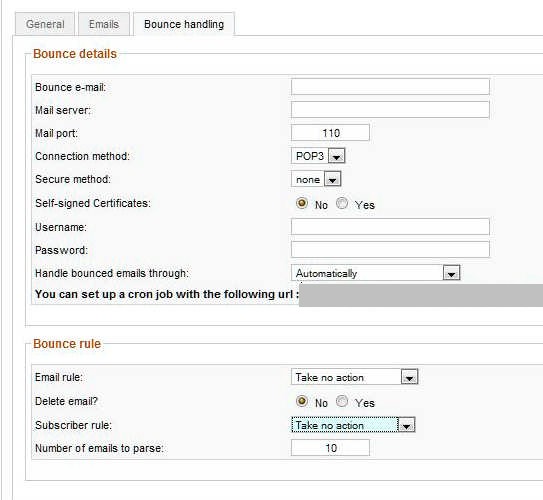 RSMail! bounce settings RSMail! bounce settings
